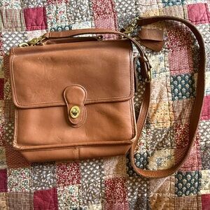 Vintage Coach Brown Leather Crossbody Satchel